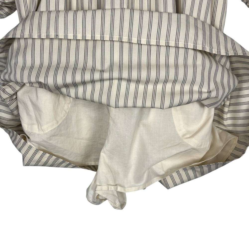 ABERCROMBIE & FITCH Emerson Off Shoulder Skort Dress Cream Navy Pinstripe M - Picture 9 of 15
